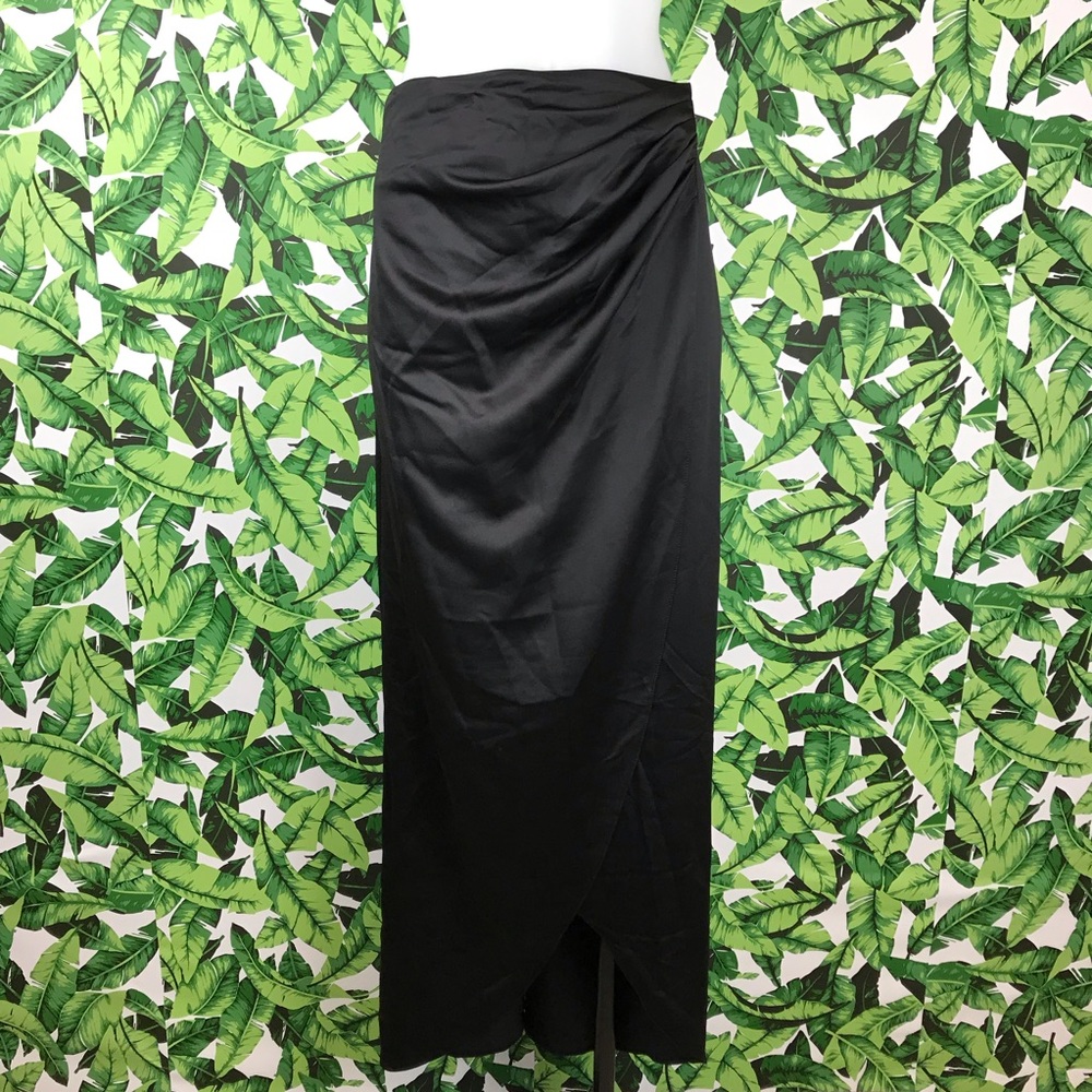 ASOS Black Silky Draped Maxi Skirt